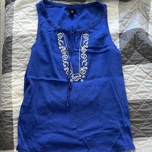 Gap Blue Embroidered Sleeveless Top